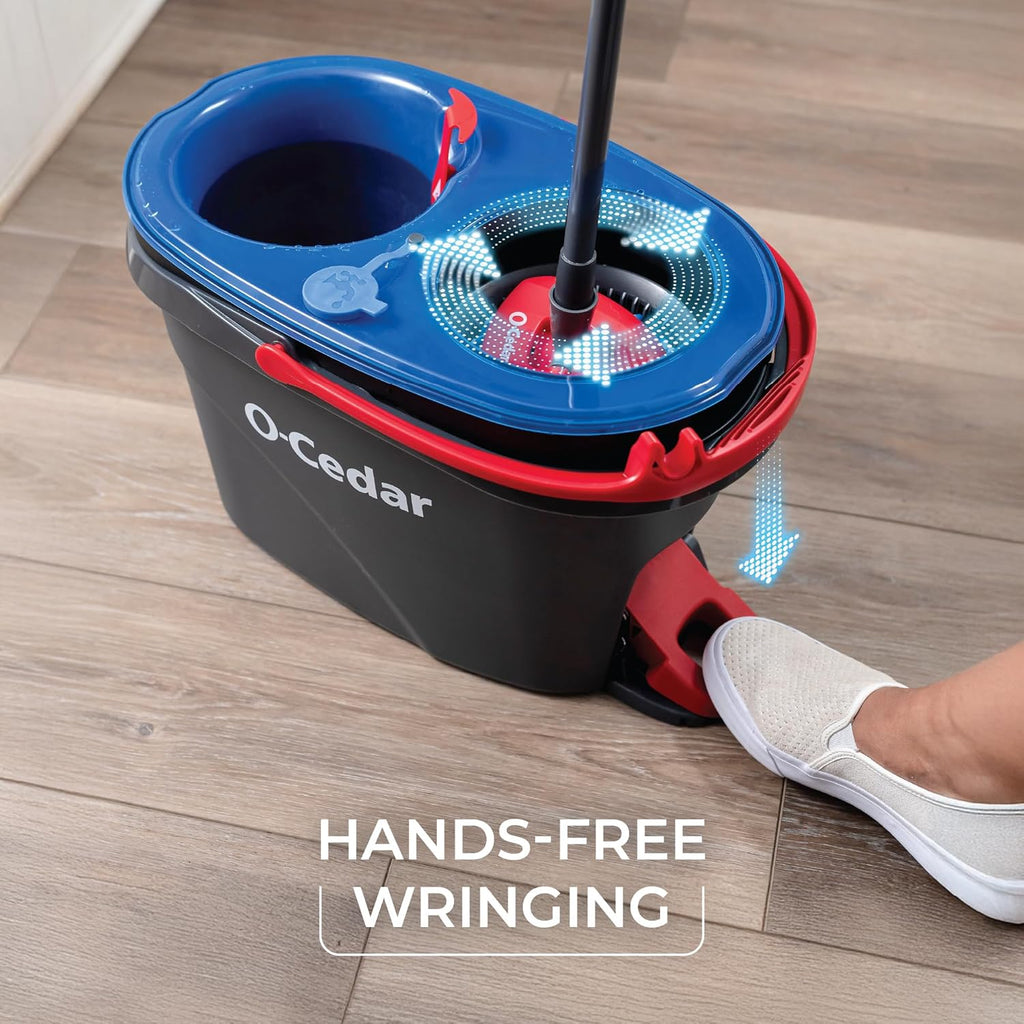 O-Cedar RinseClean Clean Water Spin Mop and Bucket System + 2 Extra Mop Heads | Clean with Clean Water | Removes 99% of Bacteria