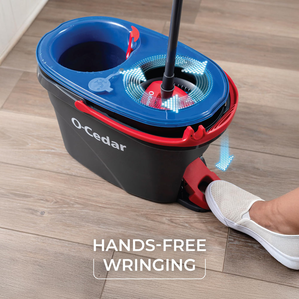 O-Cedar RinseClean Clean Water Spin Mop and Bucket System + 2 Extra Mop Heads | Clean with Clean Water | Removes 99% of Bacteria