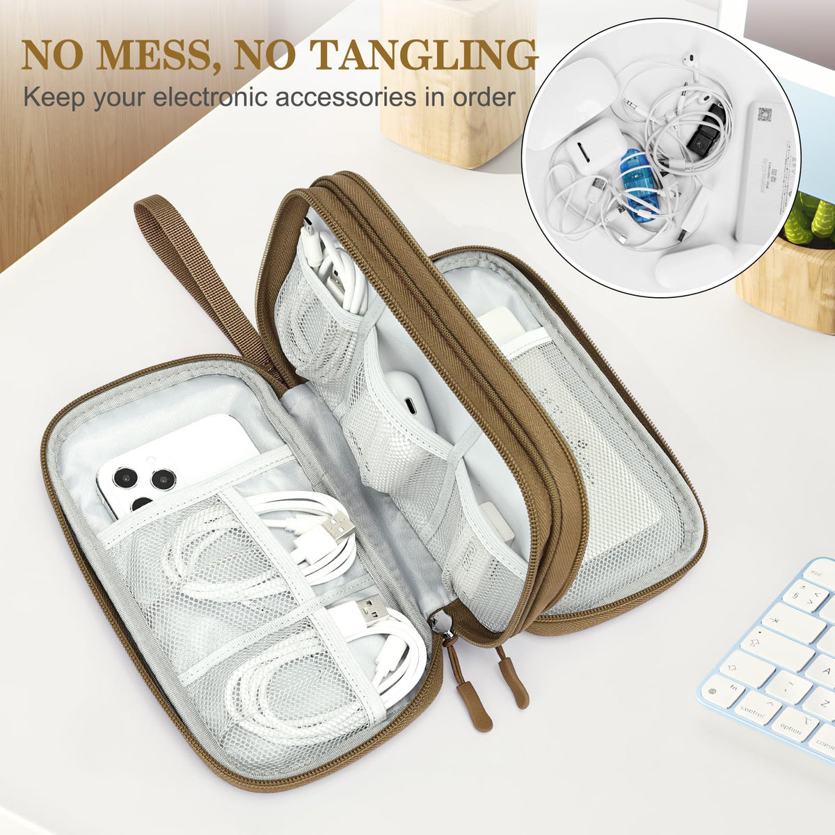 Electronic Organizer, Travel Tech Pouch Bag, Extra Large, Black | Water Resistant