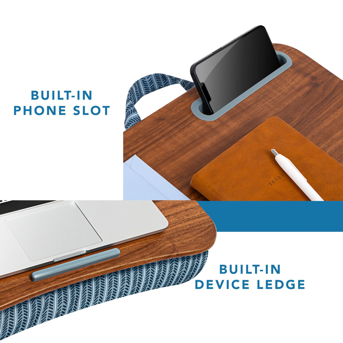 Designer Lap Desk – Fits 15.6” Laptop w/. Phone Holder