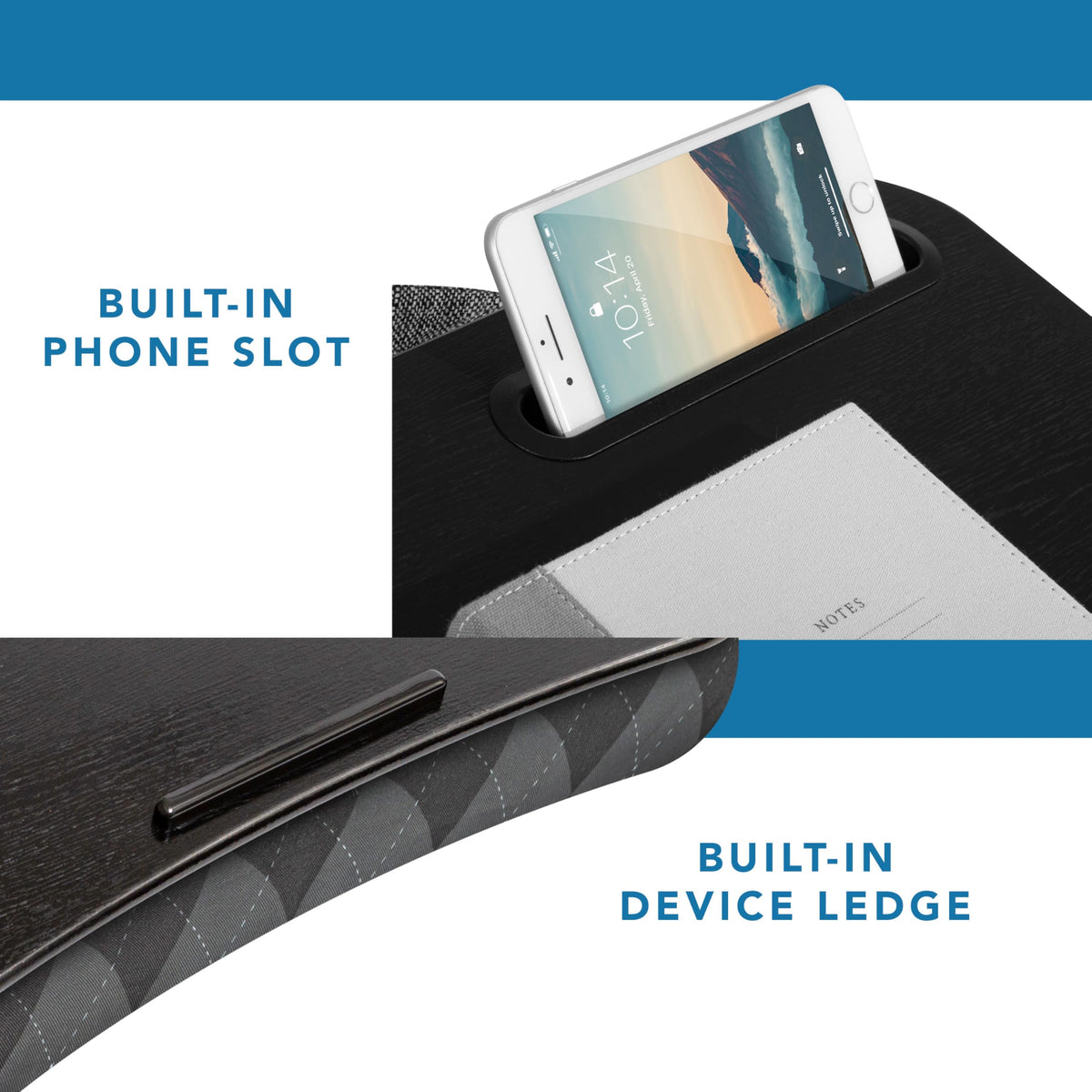 Designer Lap Desk – Fits 15.6” Laptop w/. Phone Holder
