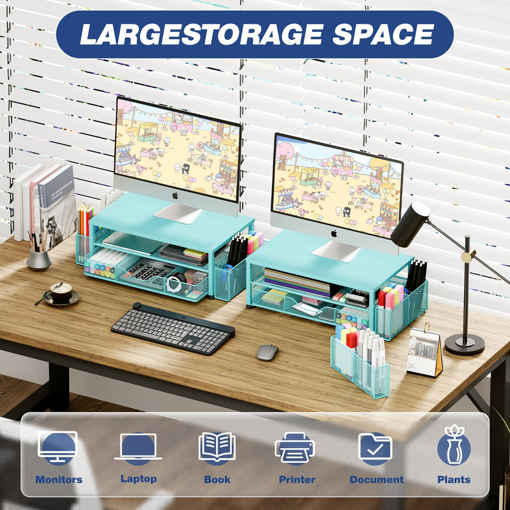 Desk Organizer and Accessories, 2-Tier Computer Monitor Stand Black