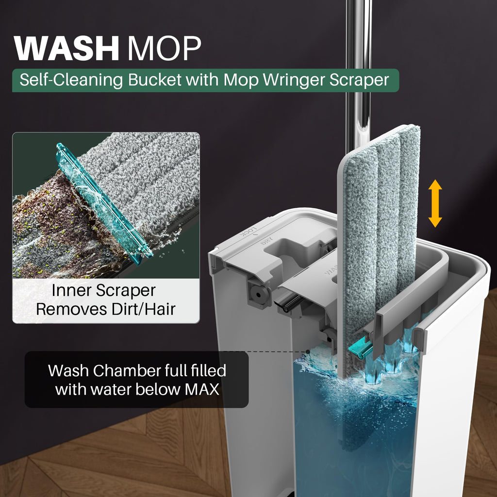 White Flat Mop and Bucket Set