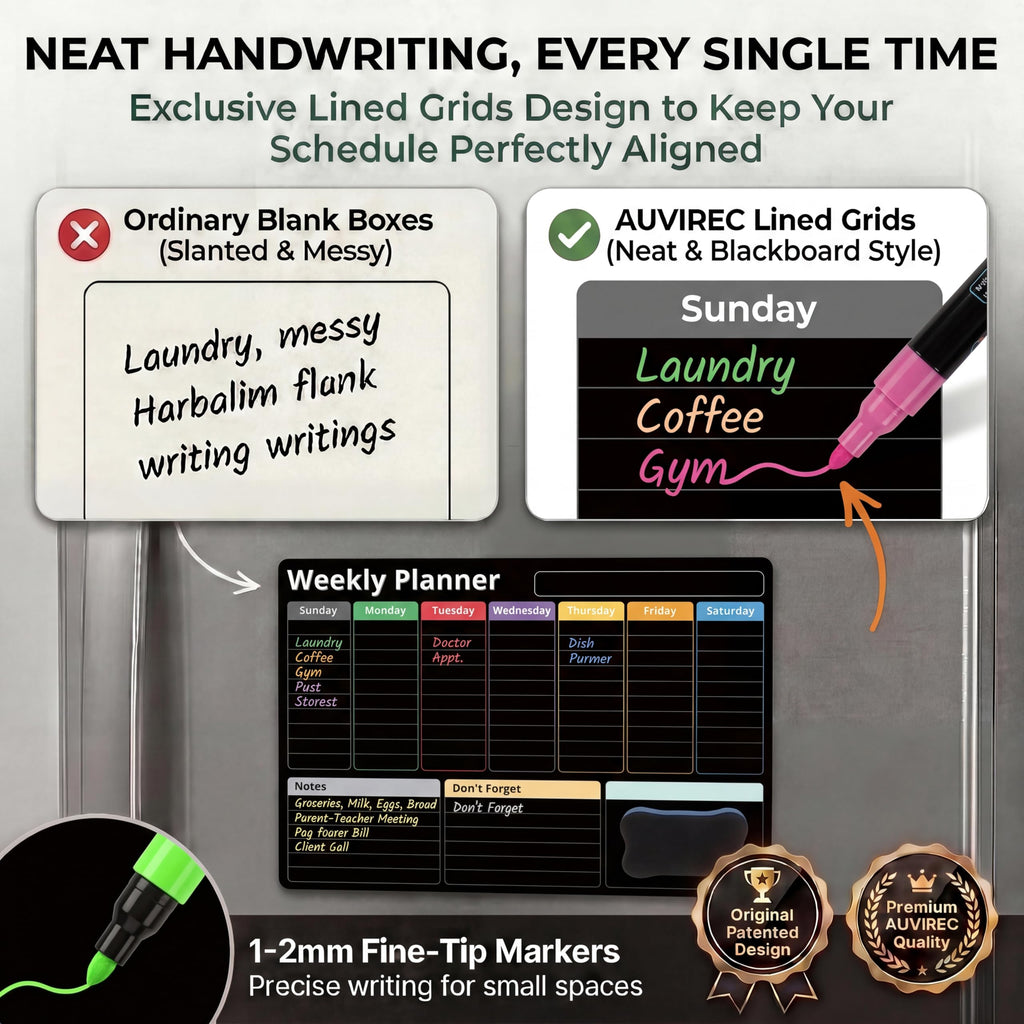 Magnetic Calendar for Refrigerator, 3-Pack |Nano-Tech Surface, 17"x12", 8 Markers & Eraser