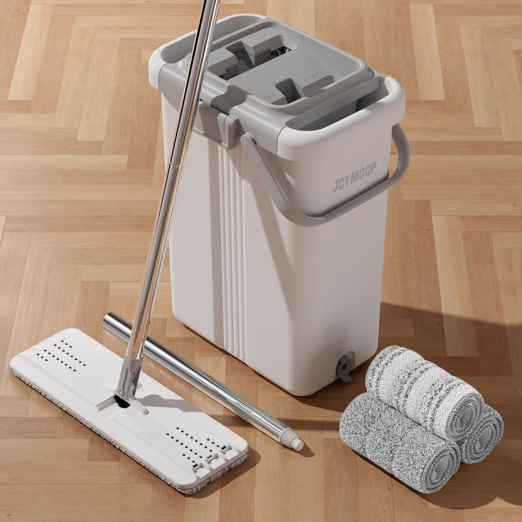 White Flat Mop and Bucket Set