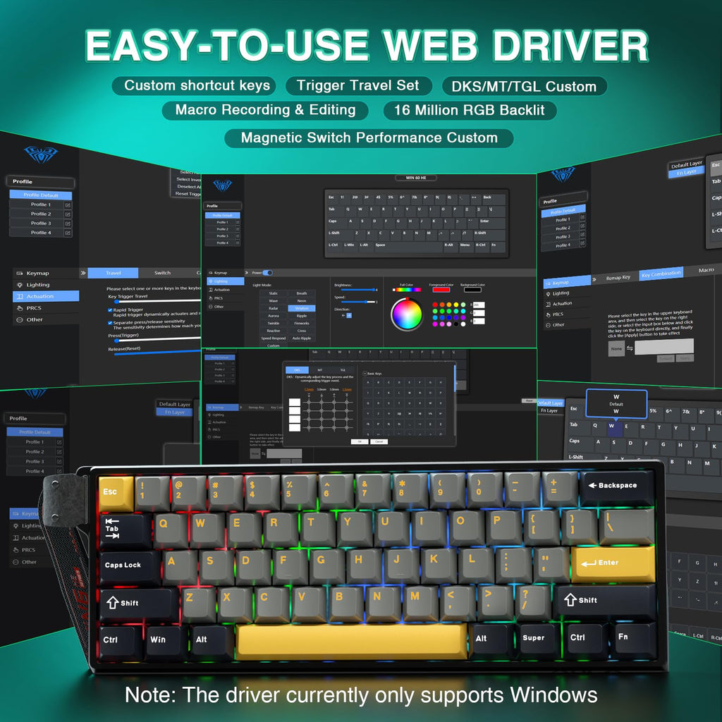 Mechanical Gaming Keyboard Wired, Magnetic Switches Hot Swappable