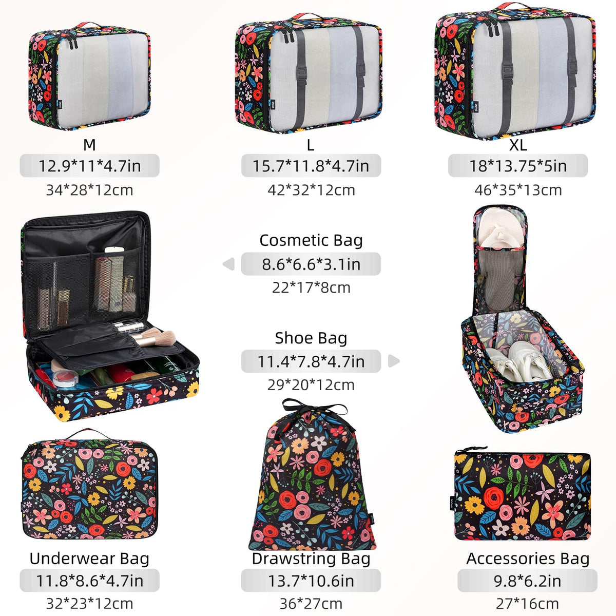 8 Set Packing Cubes Luggage Packing Organizers