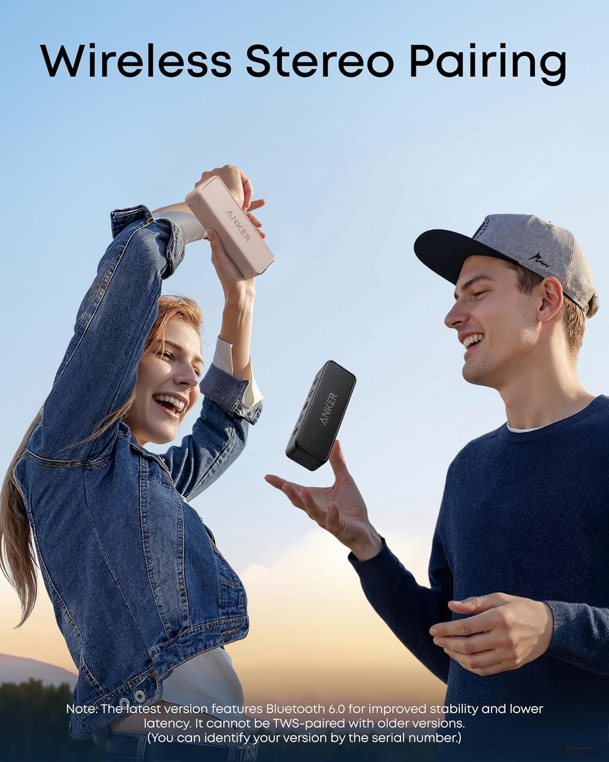 Anker soundcore 2 Portable Bluetooth Speaker, Stereo Sound, IPX7