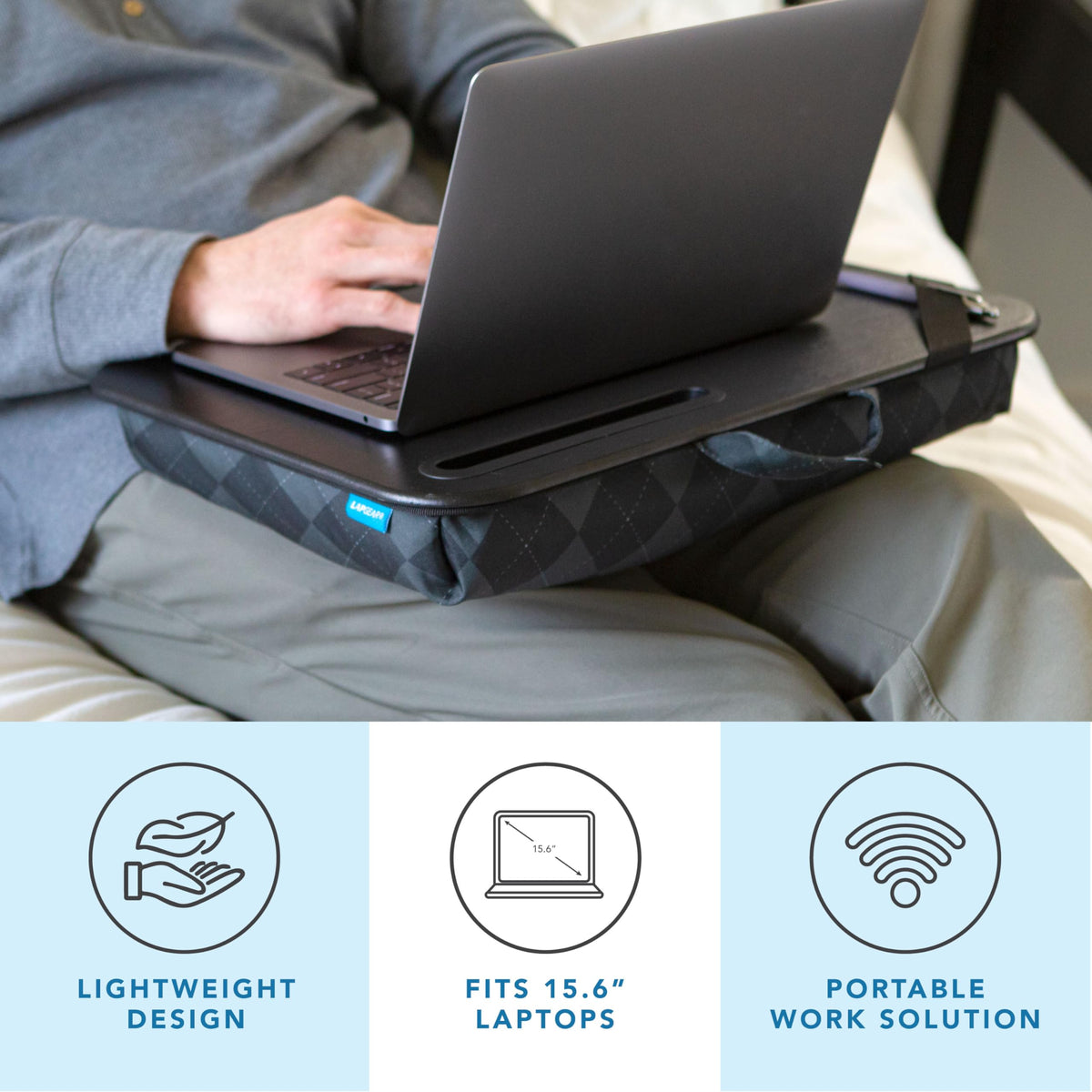 Designer Lap Desk – Fits 15.6” Laptop w/. Phone Holder