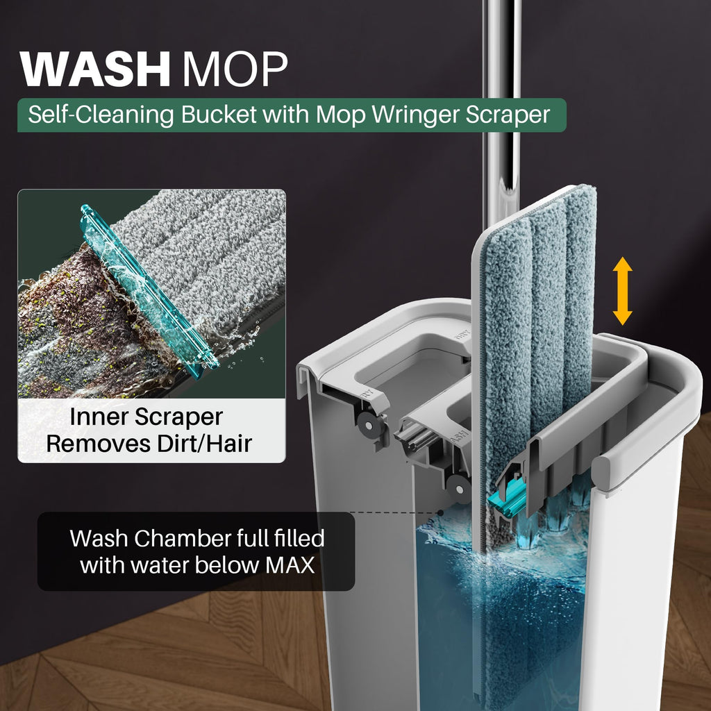 White Flat Mop and Bucket Set