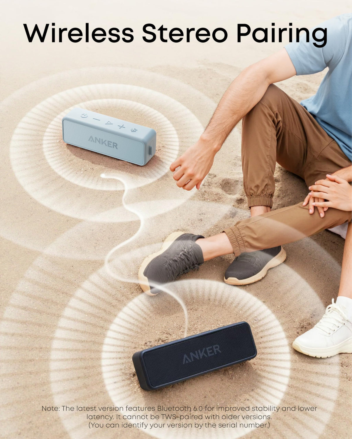 Anker soundcore 2 Portable Bluetooth Speaker, Stereo Sound, IPX7