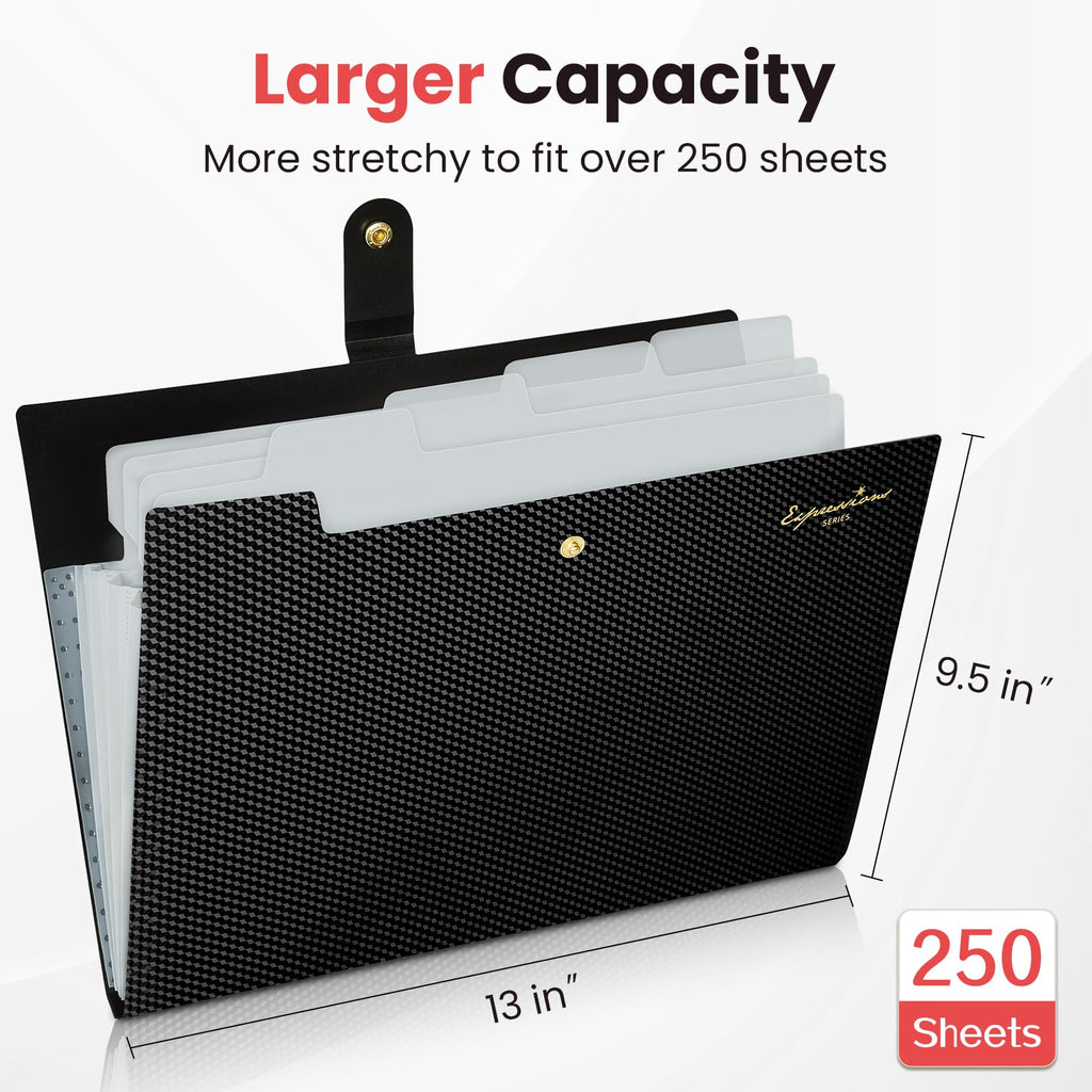 Sooez Accordion File Organizer, Expanding File Folder with Label, 5 Pockets