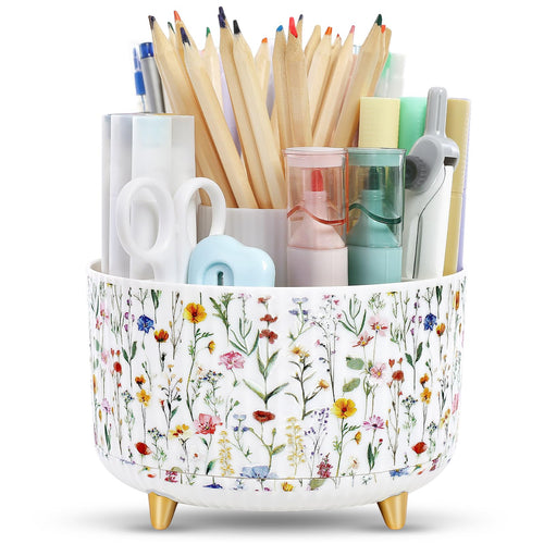 360 Rotating Plastic Desk Pen Organizer with 5 Slots