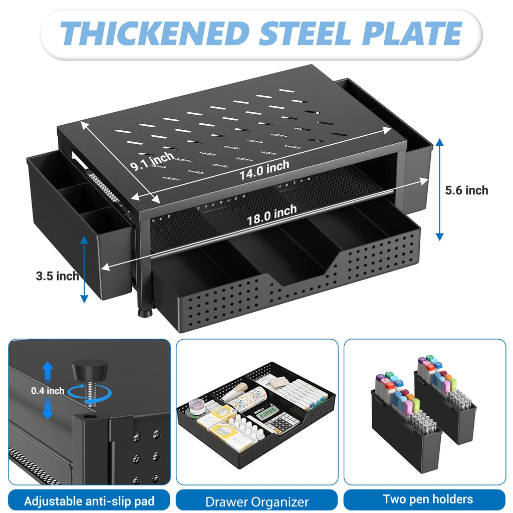 Desk Organizer and Accessories, 2-Tier Computer Monitor Stand Black