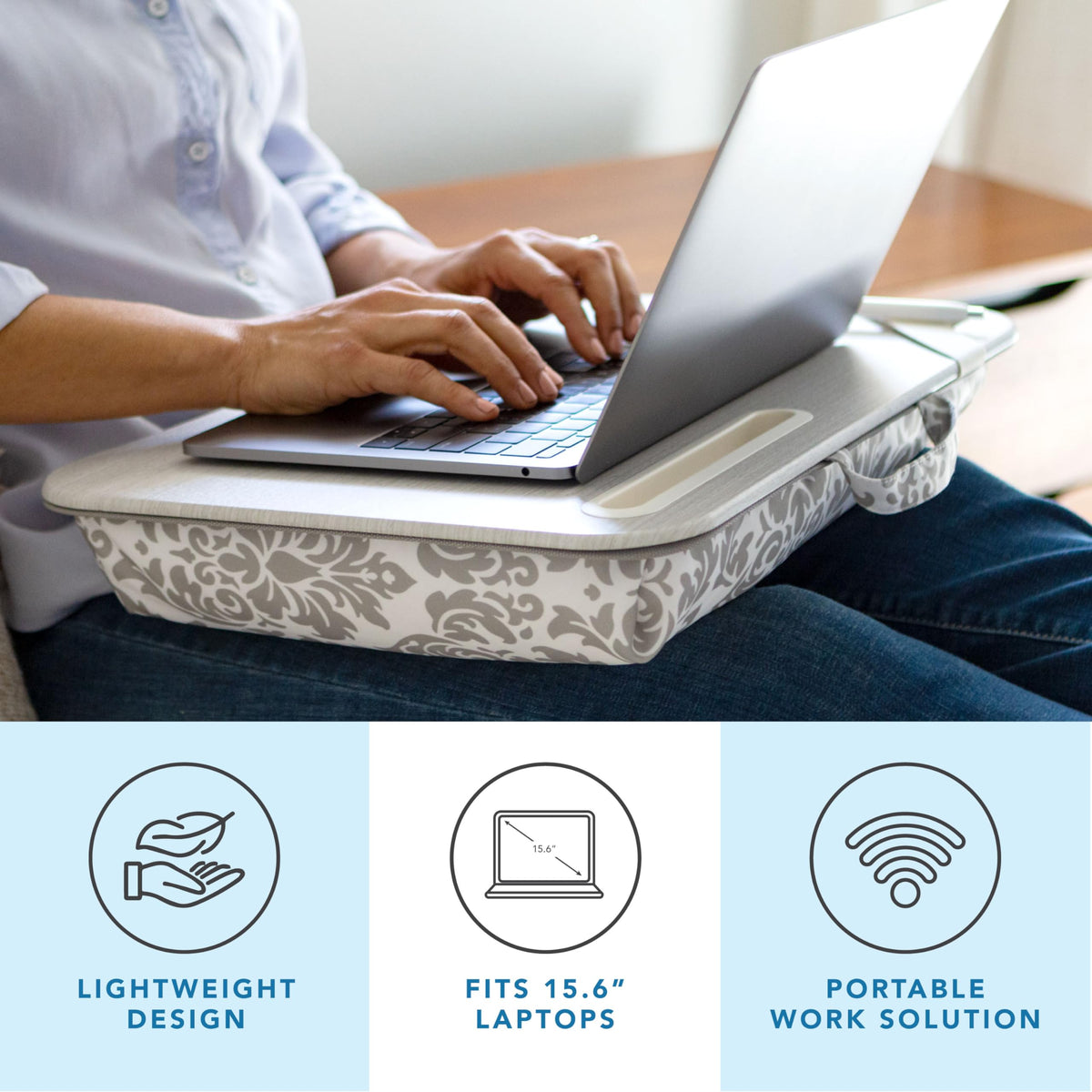 Designer Lap Desk – Fits 15.6” Laptop w/. Phone Holder
