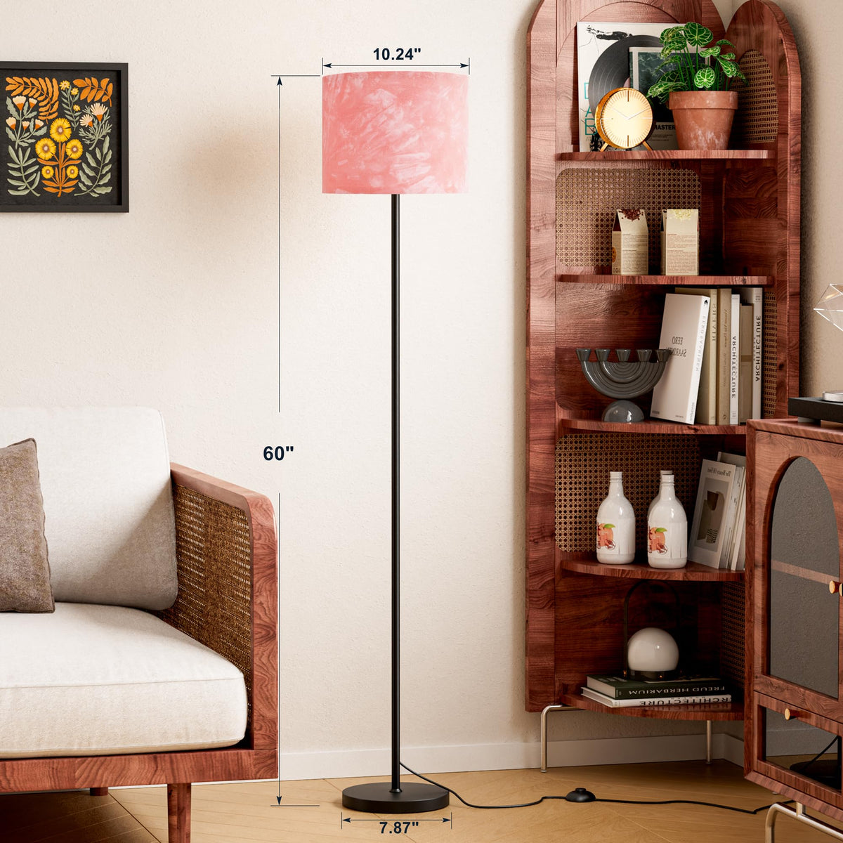 Modern Floor Lamp Simple Design with White Shade & Foot Pedal Switch