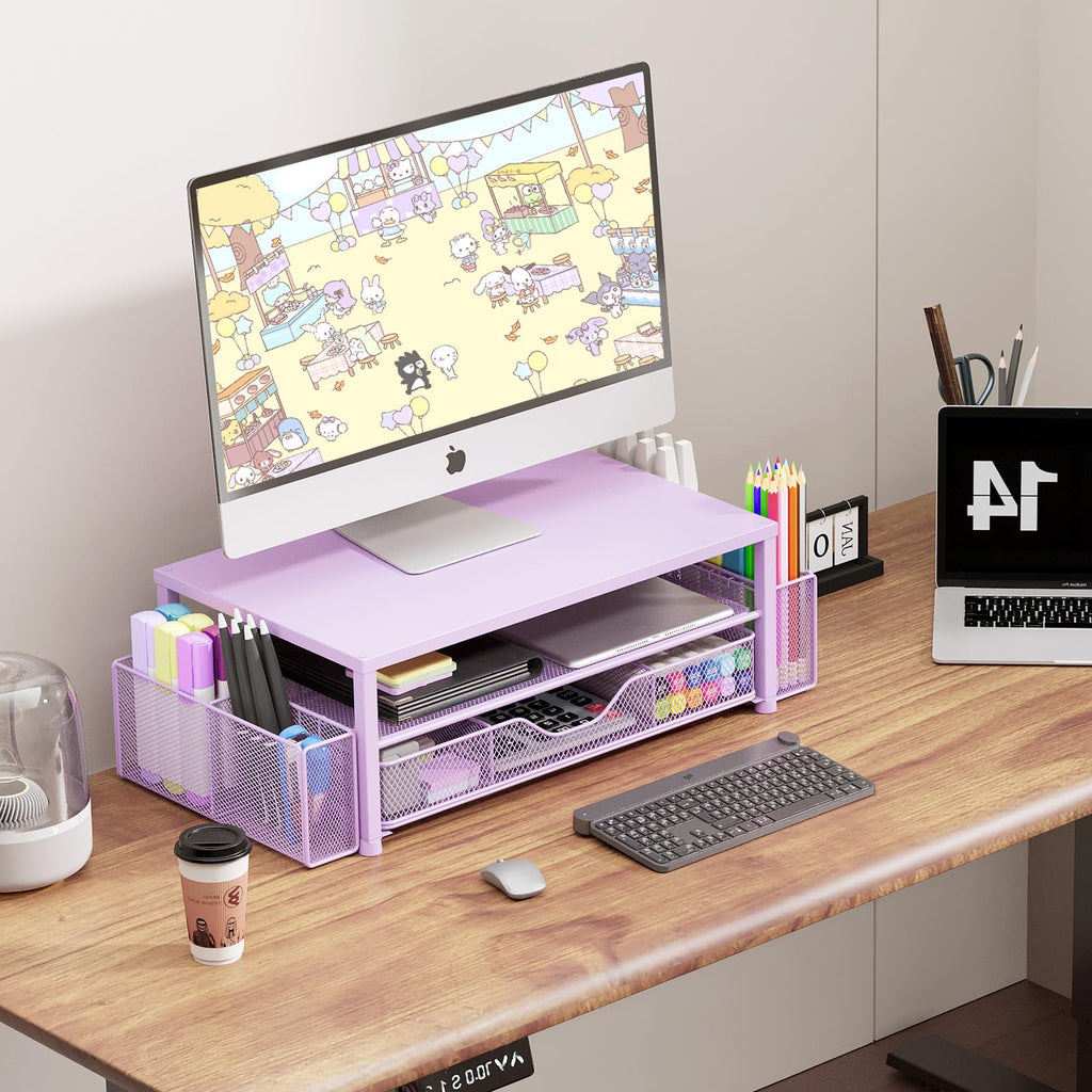 Desk Organizer and Accessories, 2-Tier Computer Monitor Stand Black