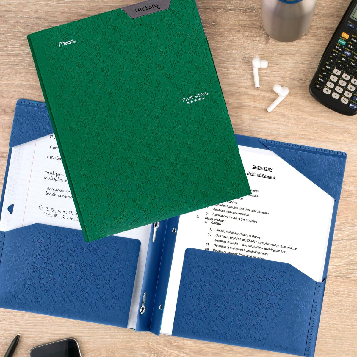 Five Star 2-Pocket Plastic Folder with Stay-Put Tabs and Prong Fasteners, Holds 8.5" x 11" Paper, Assorted Colors, 4 Pack (340300A)