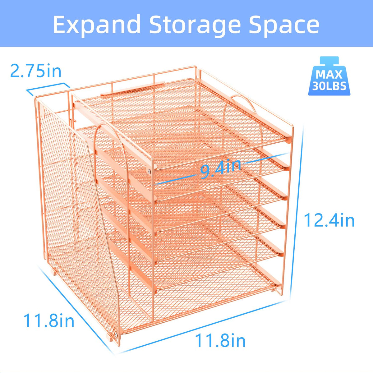 Paper Organizer With Magazine Holder | (Black, 4-Tier)