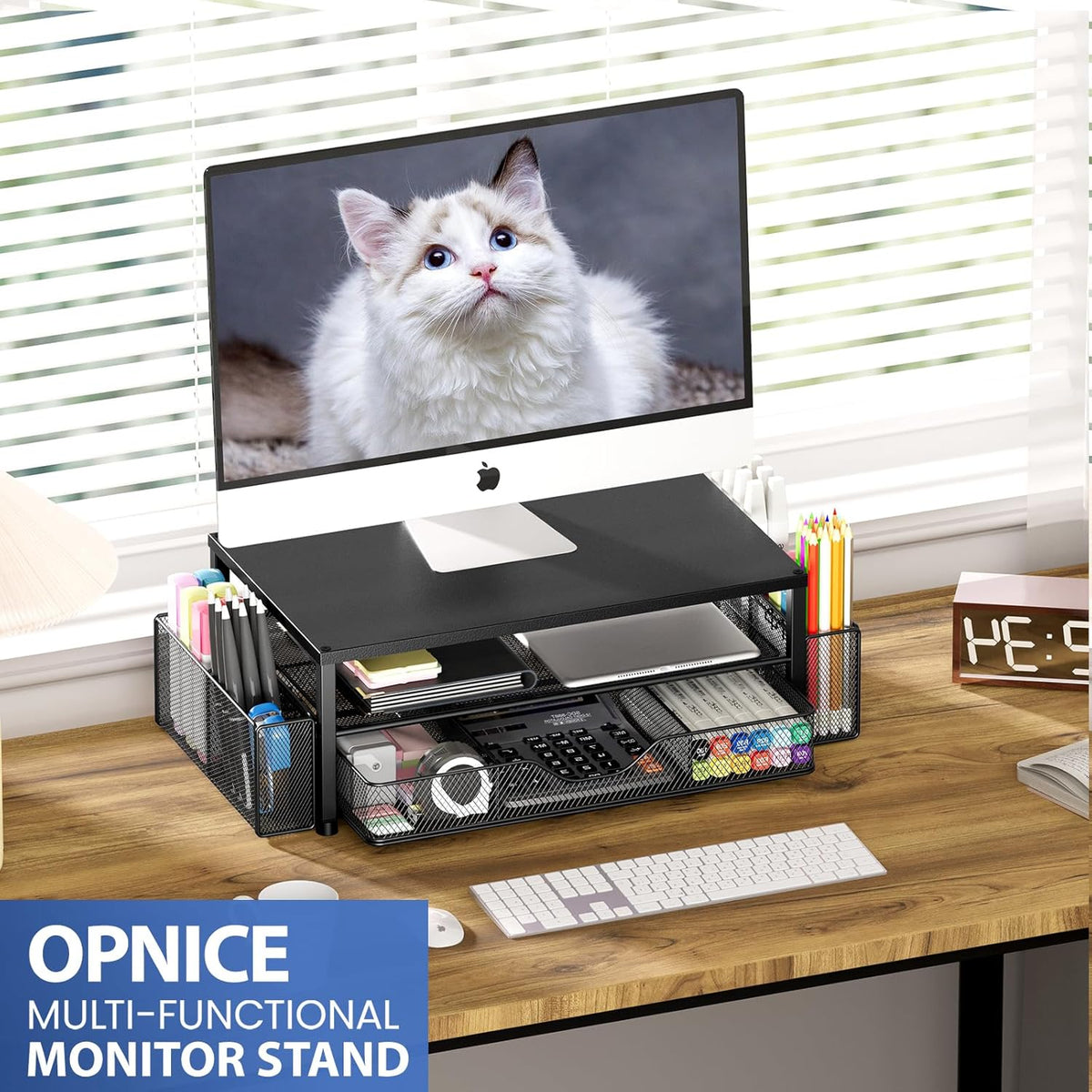 Desk Organizer and Accessories, 2-Tier Computer Monitor Stand Black