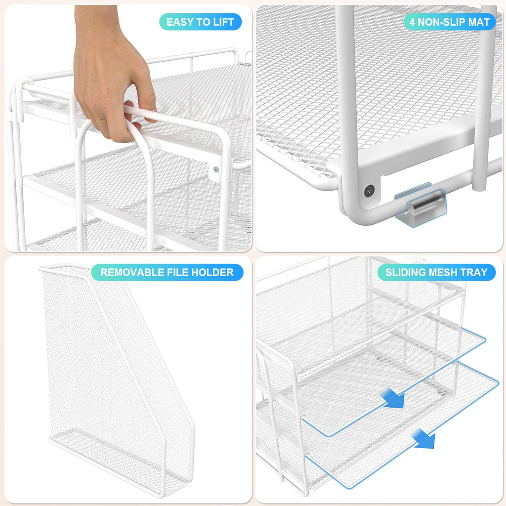 Paper Organizer With Magazine Holder | (Black, 4-Tier)