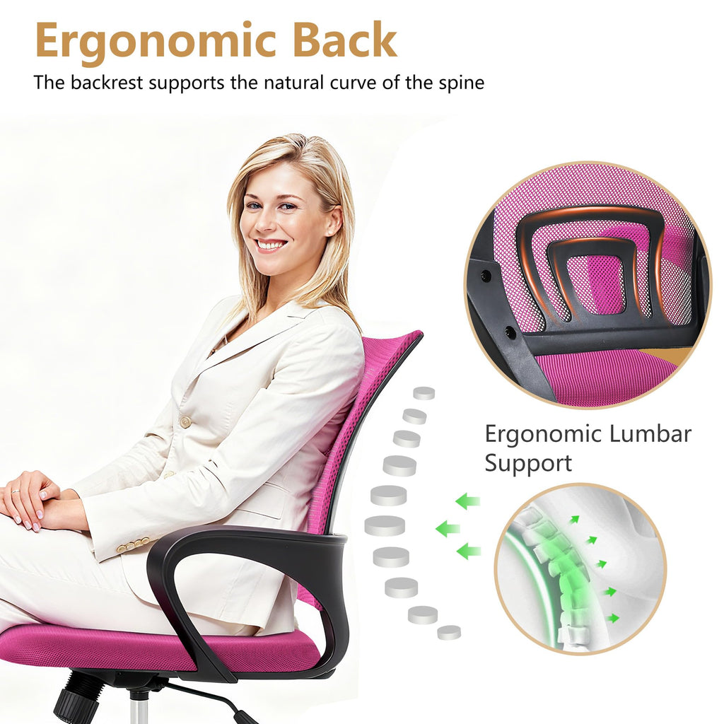 Ergonomic Office Chair | Mid-Back Swivel Desk Chair | with Lumbar Support