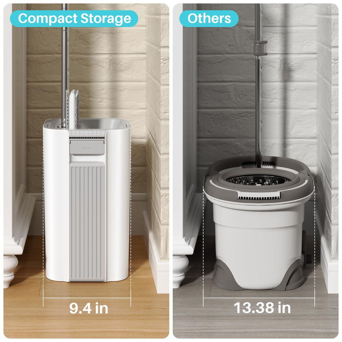 White Flat Mop and Bucket Set