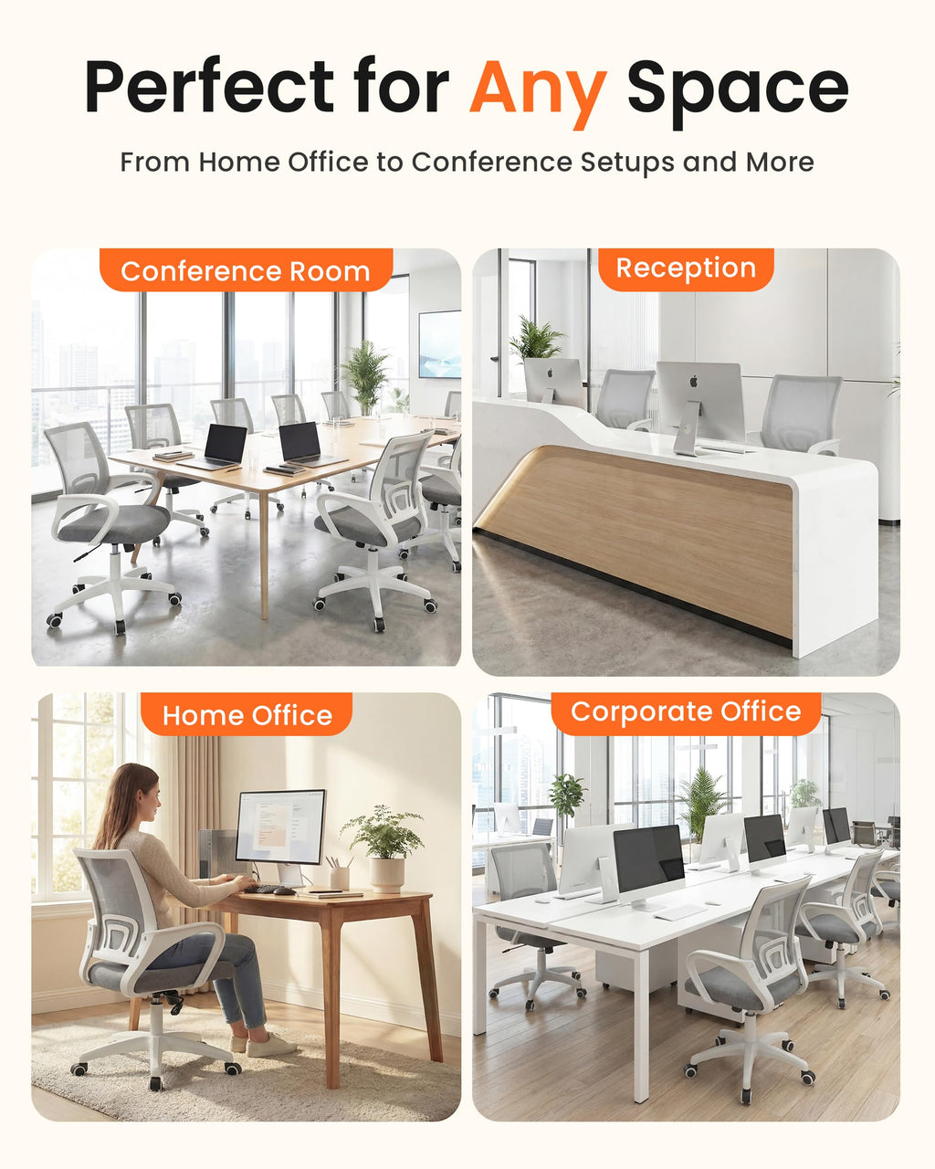 Office Computer Chair Ergonomic Mid-Back Mesh Desk