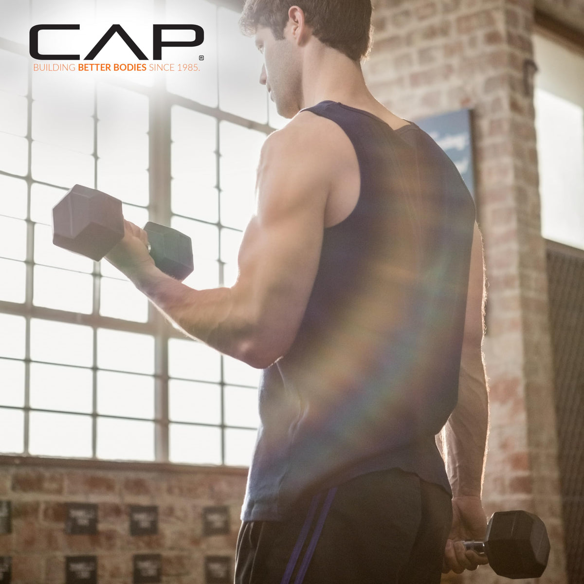 CAP Rubber Coated Dumbbell Weights for Strength Training, Anti-Roll Hex
