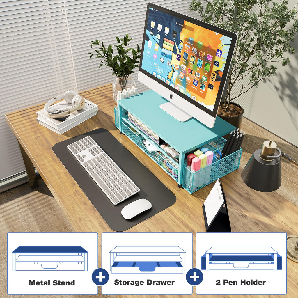 Desk Organizer and Accessories, 2-Tier Computer Monitor Stand Black