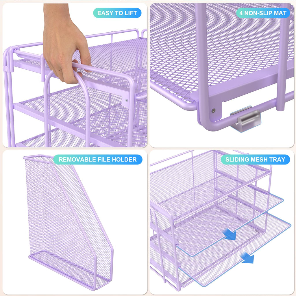 Paper Organizer With Magazine Holder | (Black, 4-Tier)