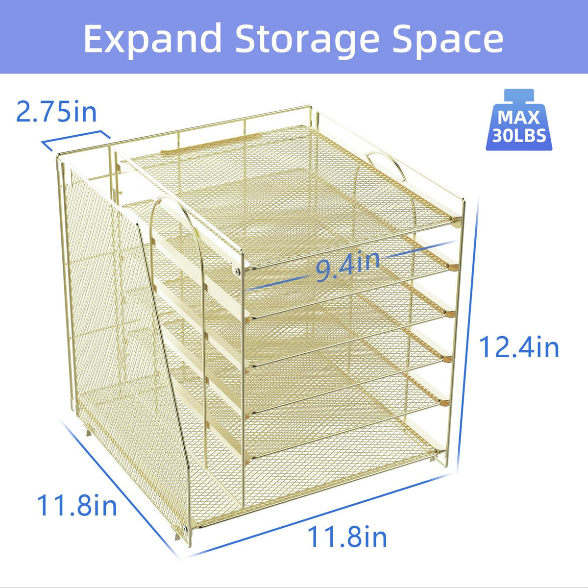 Paper Organizer With Magazine Holder | (Black, 4-Tier)