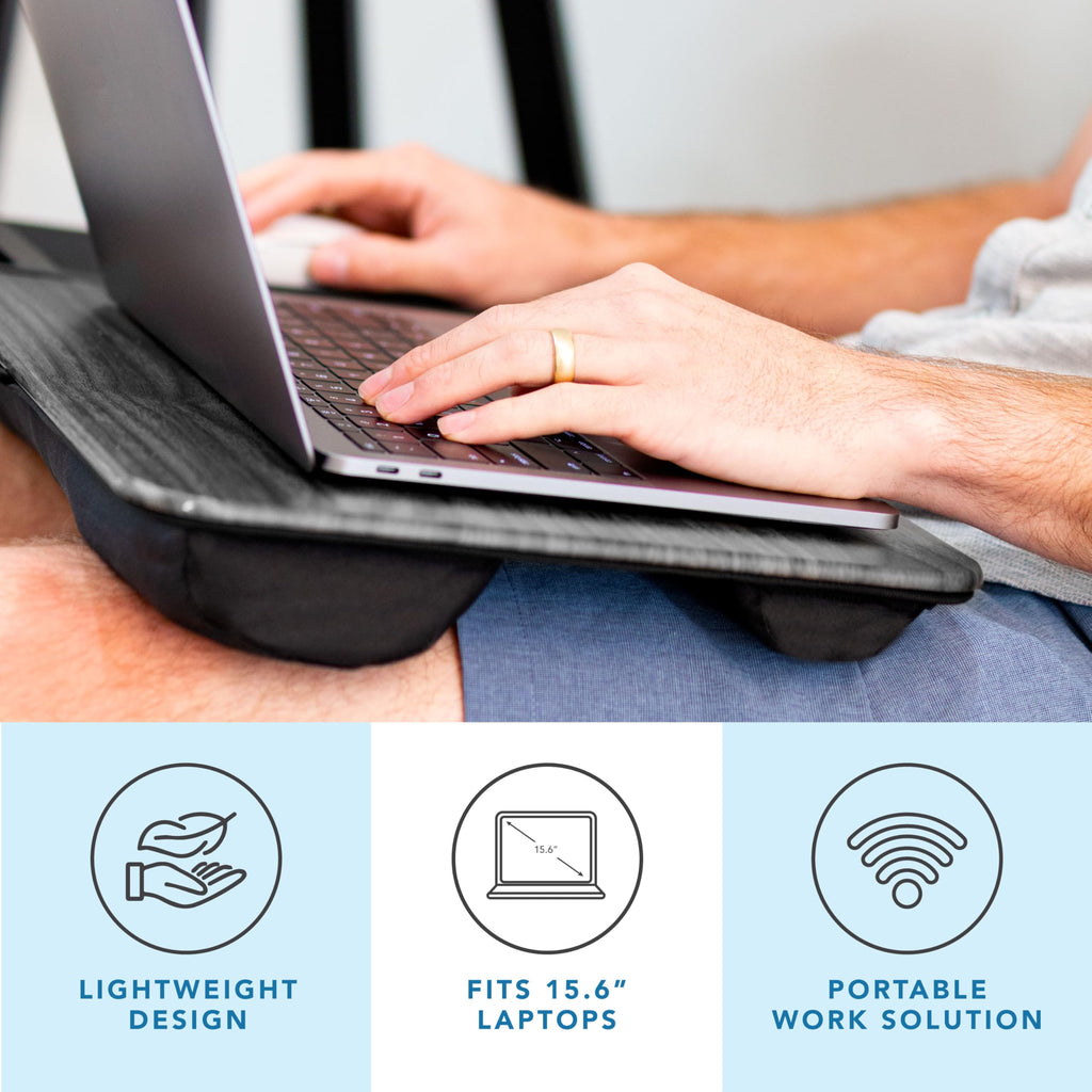 LAPGEAR Home Office Lap Desk – Black Carbon, Fits 15.6” Laptops