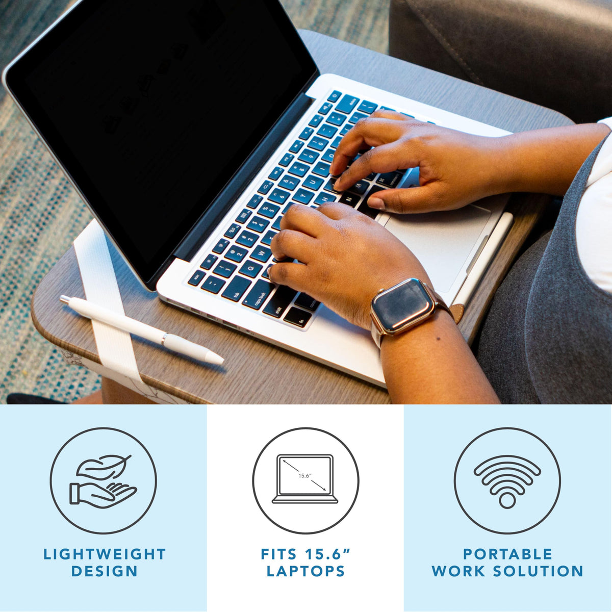 Designer Lap Desk – Fits 15.6” Laptop w/. Phone Holder