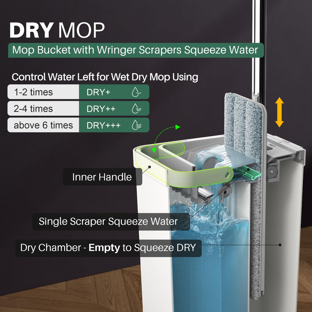 White Flat Mop and Bucket Set