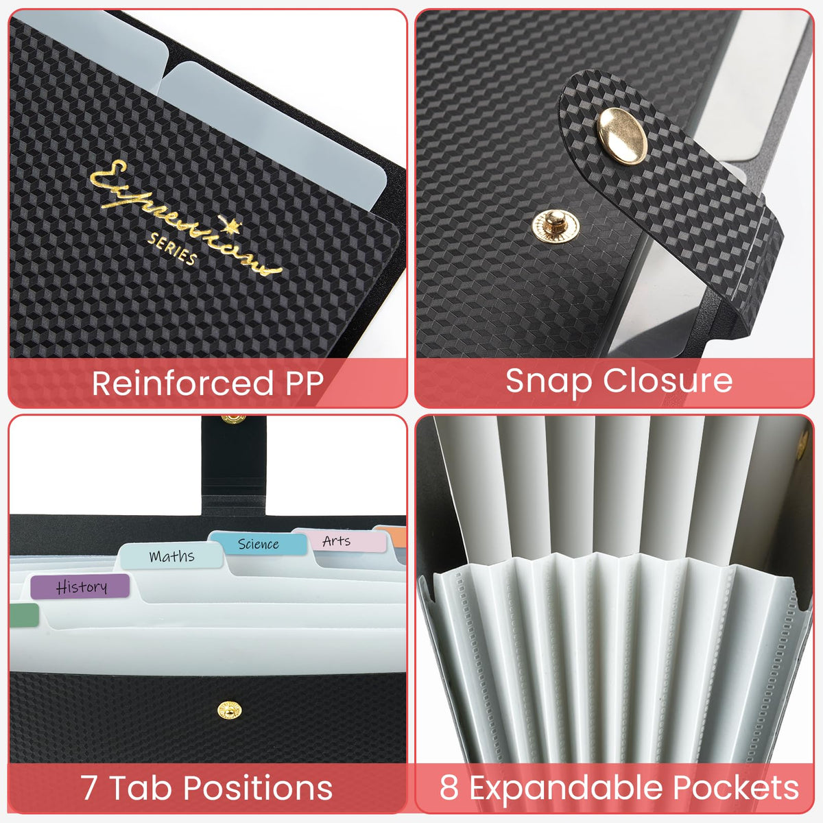 Sooez Accordion File Organizer, Expanding File Folder with Label, 5 Pockets