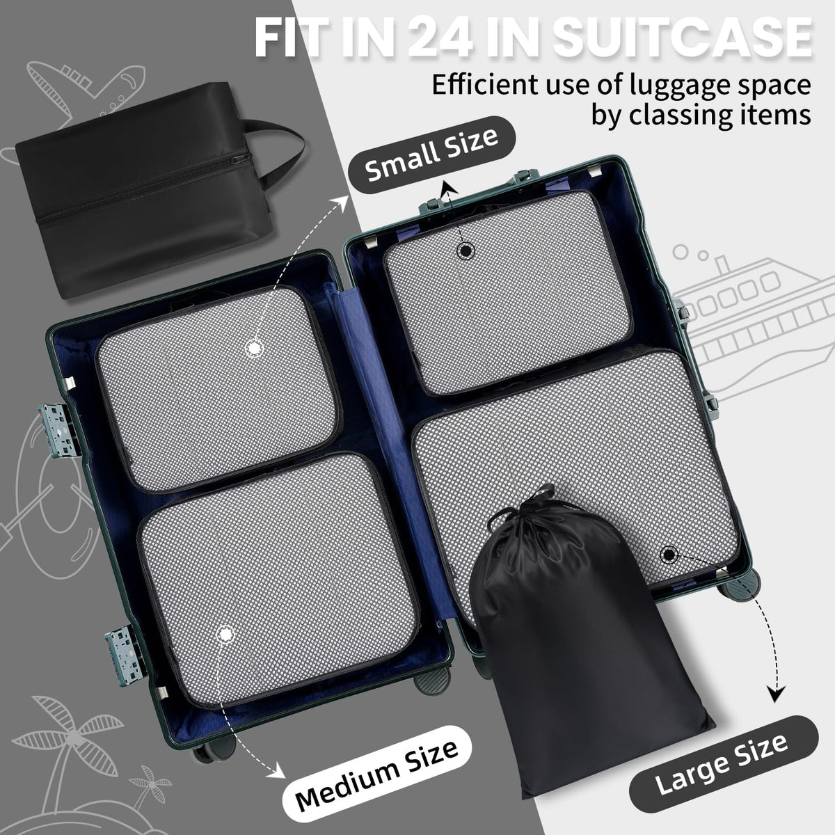 8 Set Packing Cubes Luggage Packing Organizers