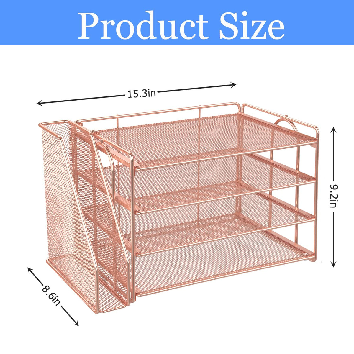 Paper Organizer With Magazine Holder | (Black, 4-Tier)