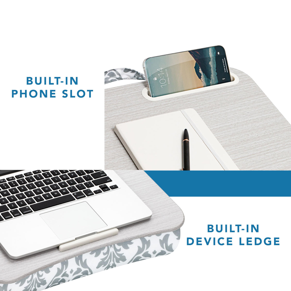 Designer Lap Desk – Fits 15.6” Laptop w/. Phone Holder