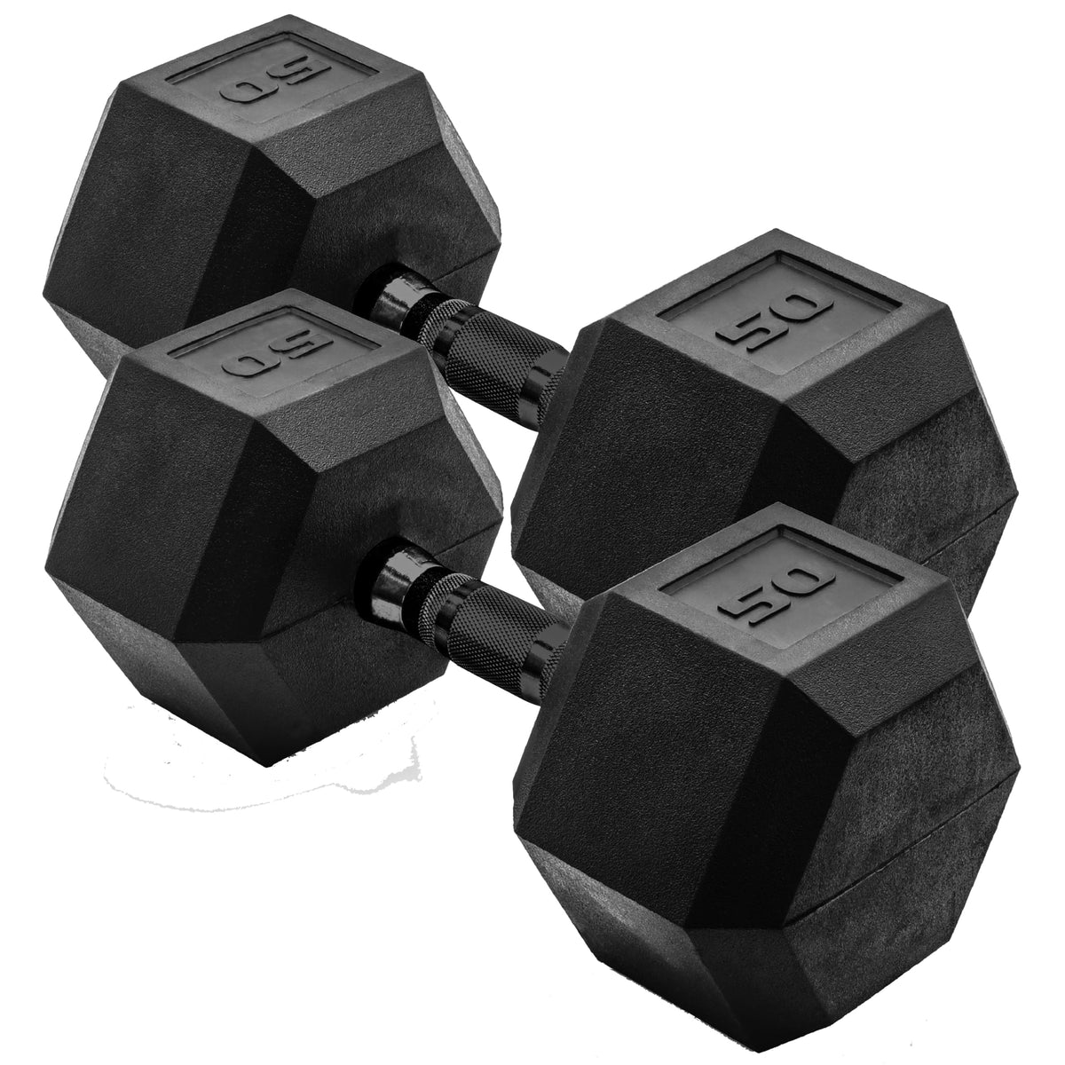 CAP Rubber Coated Dumbbell Weights for Strength Training, Anti-Roll Hex