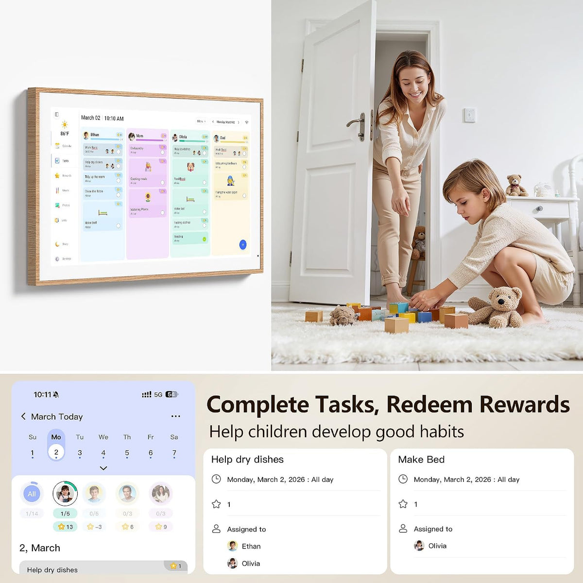 Digital Calendar, 15.6 Inch Smart Touchscreen Interactive Display