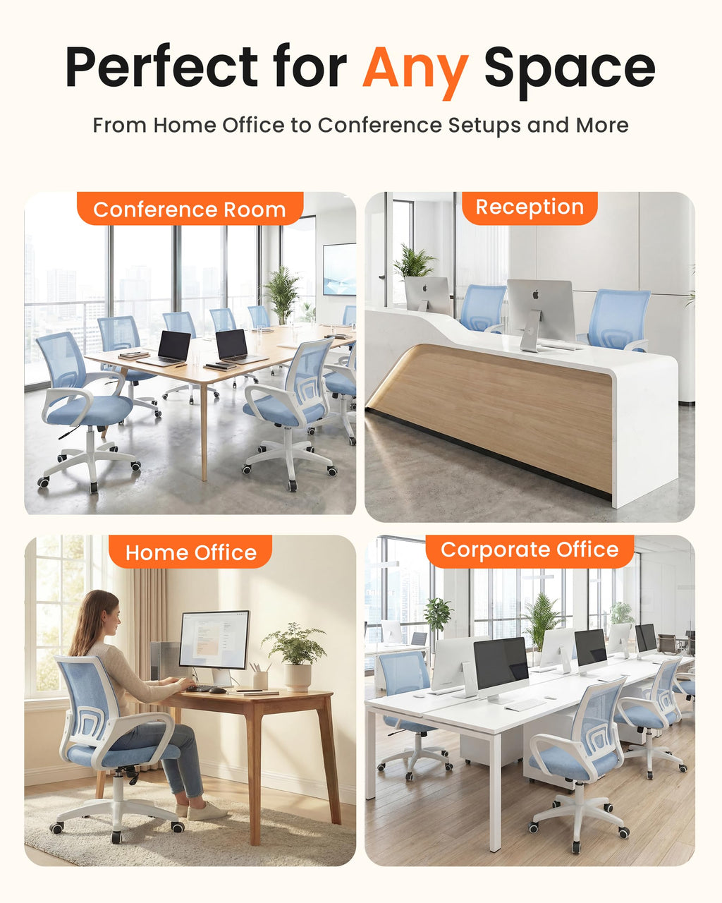 Office Computer Chair Ergonomic Mid-Back Mesh Desk