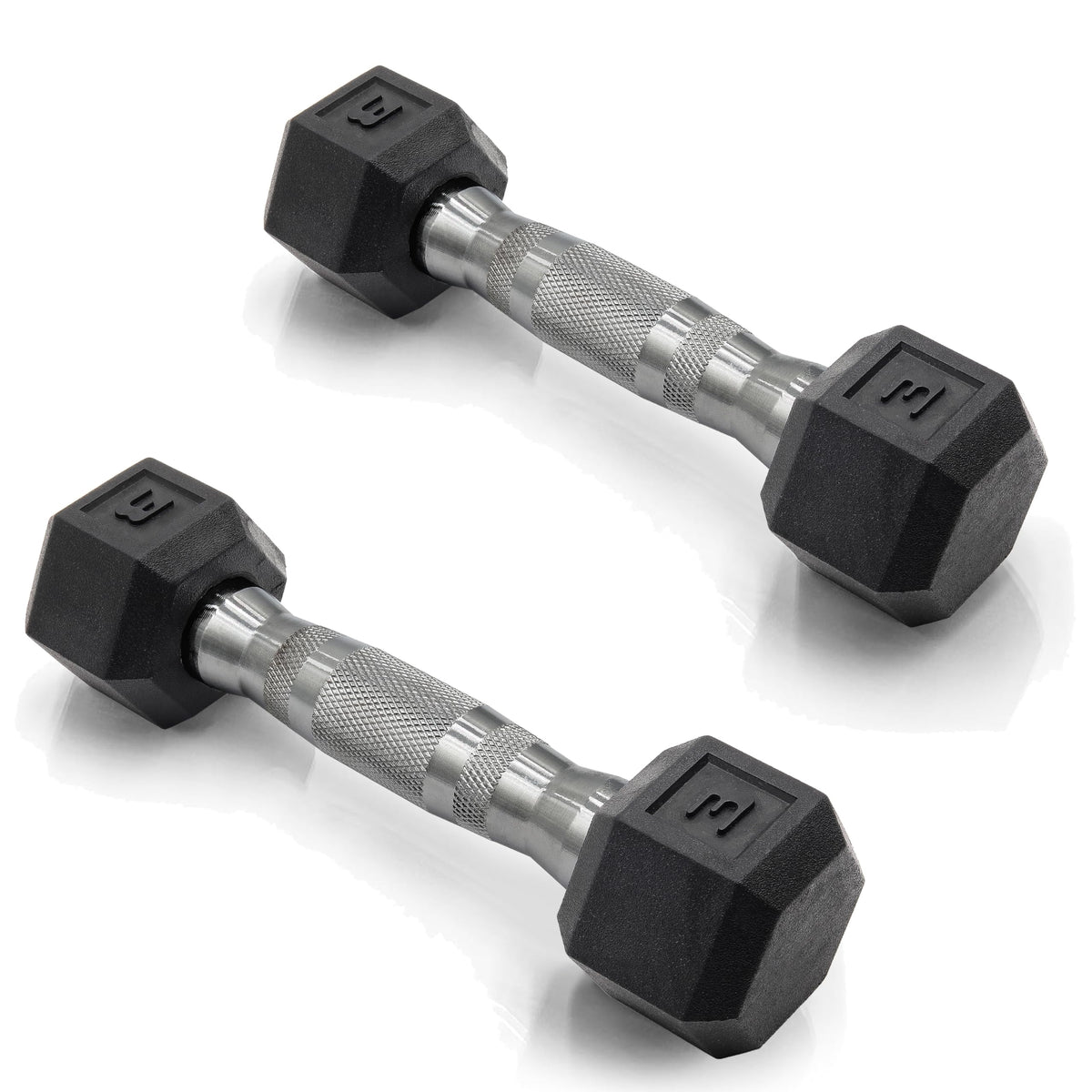 CAP Rubber Coated Dumbbell Weights for Strength Training, Anti-Roll Hex