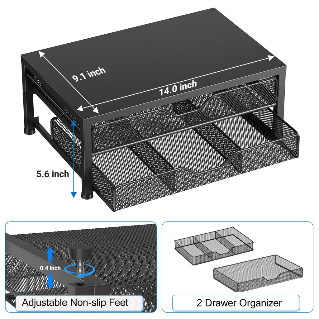 Desk Organizer and Accessories, 2-Tier Computer Monitor Stand Black
