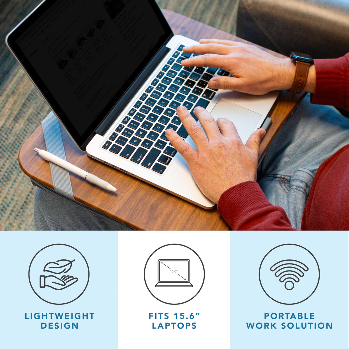 Designer Lap Desk – Fits 15.6” Laptop w/. Phone Holder