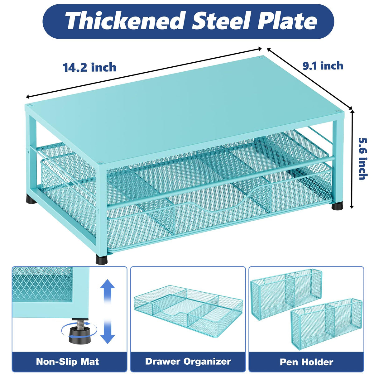 Desk Organizer and Accessories, 2-Tier Computer Monitor Stand Black