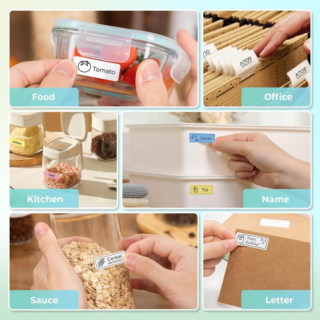 Nelko P21 Label Maker Machine with Tape, Bluetooth Label Printer, White