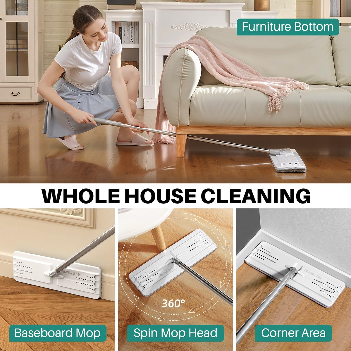 White Flat Mop and Bucket Set