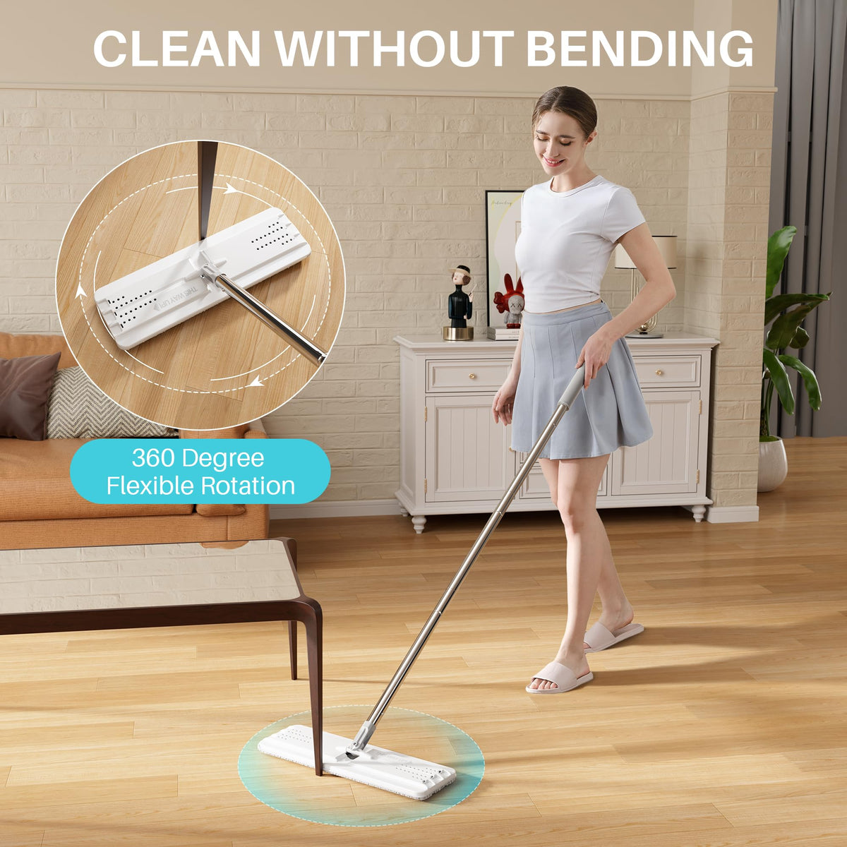 White Flat Mop and Bucket Set