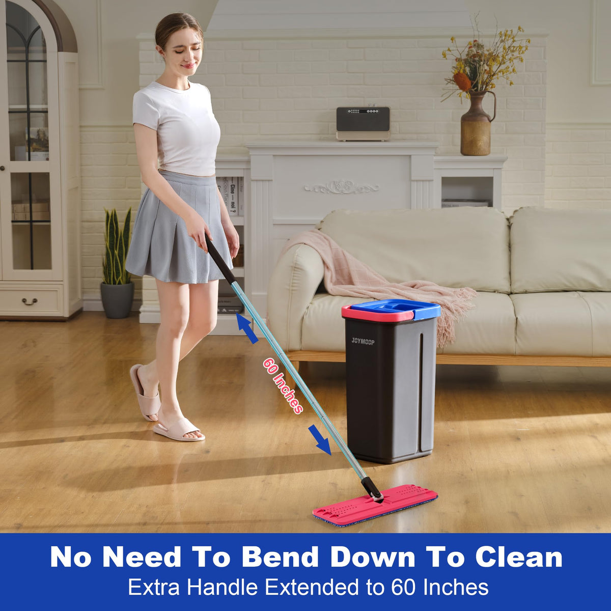 White Flat Mop and Bucket Set